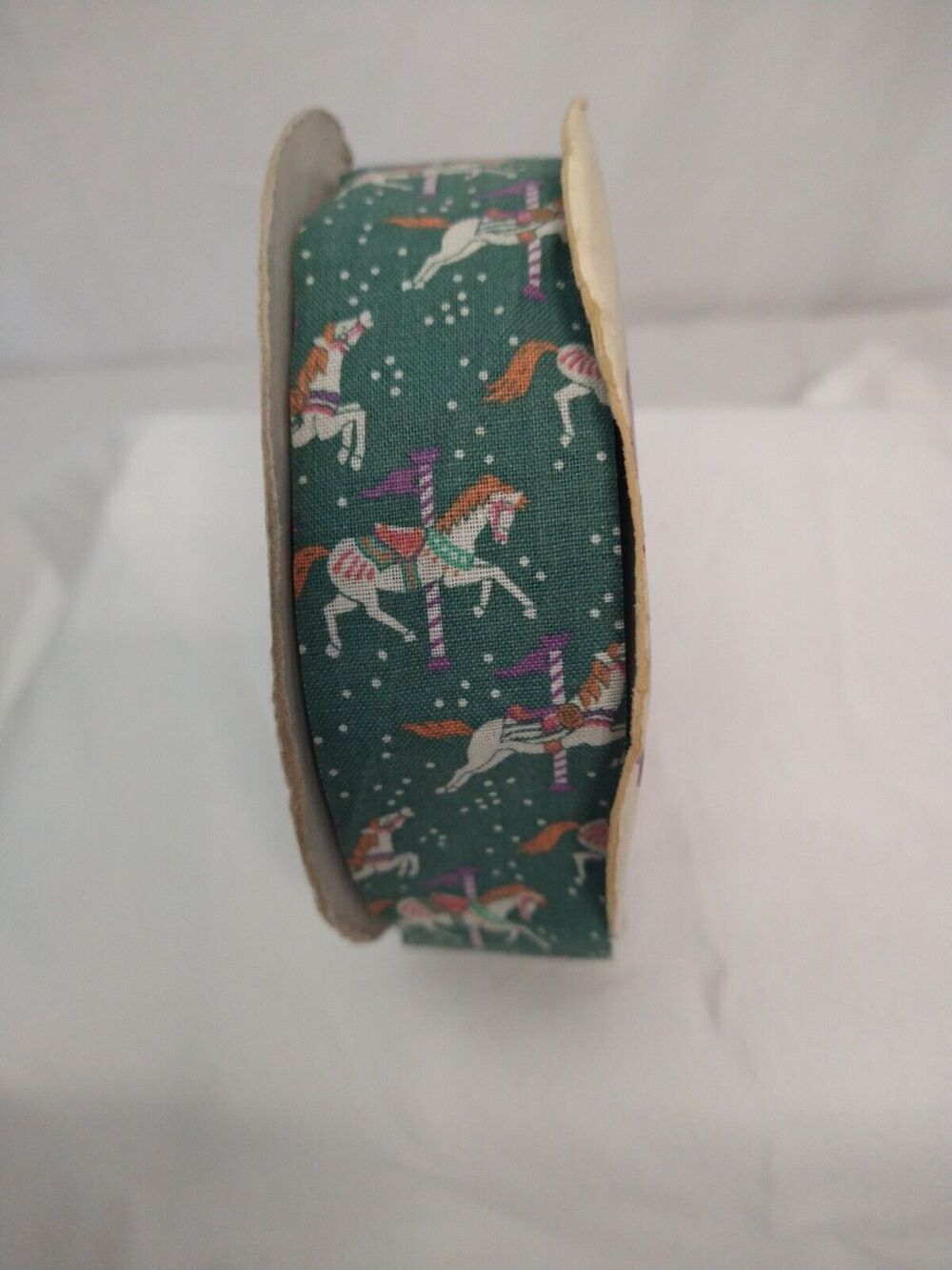 Vintage Green Carousel Horses Lion Product Ribbon Child Fantasy Christmas Craft